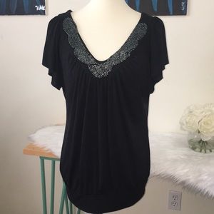 Black Beaded Top Size XL